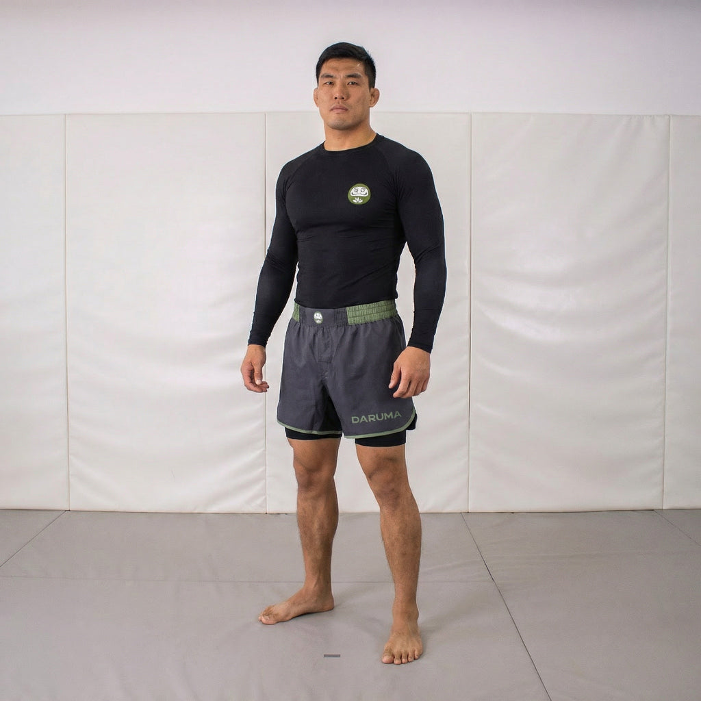 Daruma Bamboo Rashguard — Black · Long Sleeve