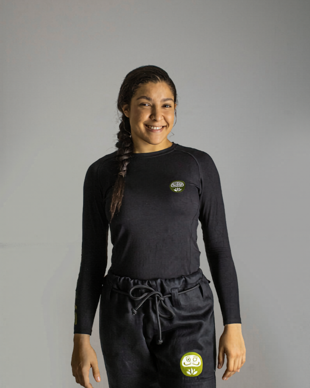 Daruma Bamboo Rashguard — Black · Long Sleeve