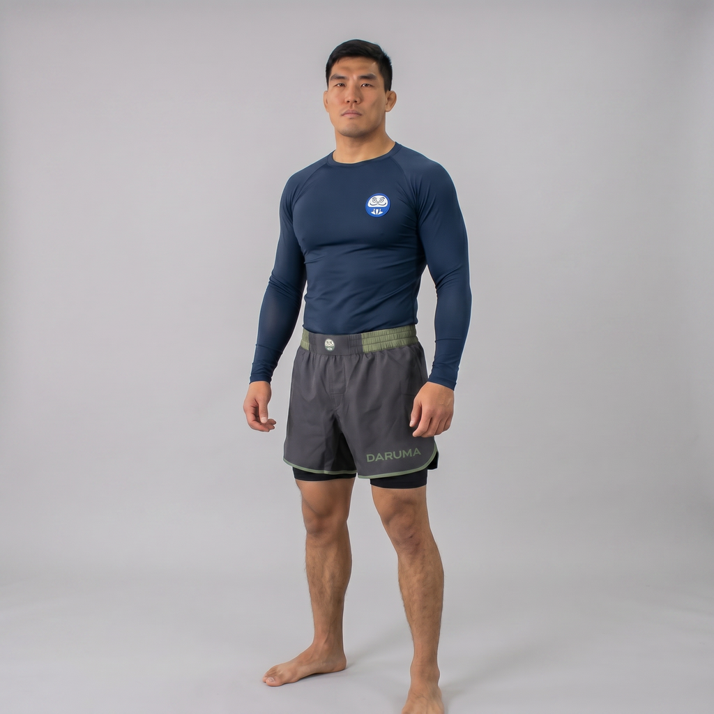 Daruma Bamboo Rashguard — Blue · Long Sleeve
