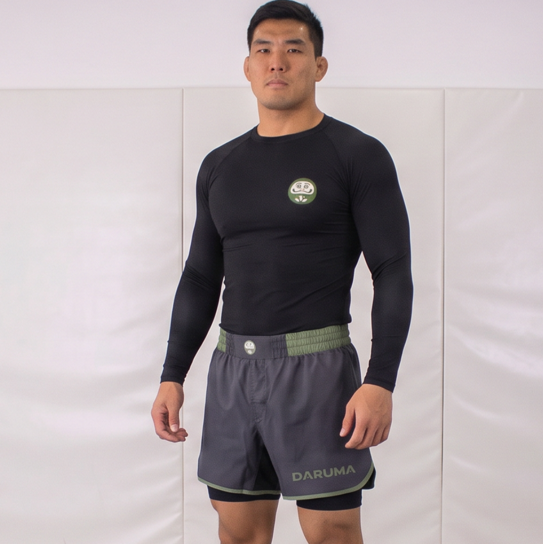 Daruma Bamboo Rashguard — Black · Long Sleeve · Silk Print