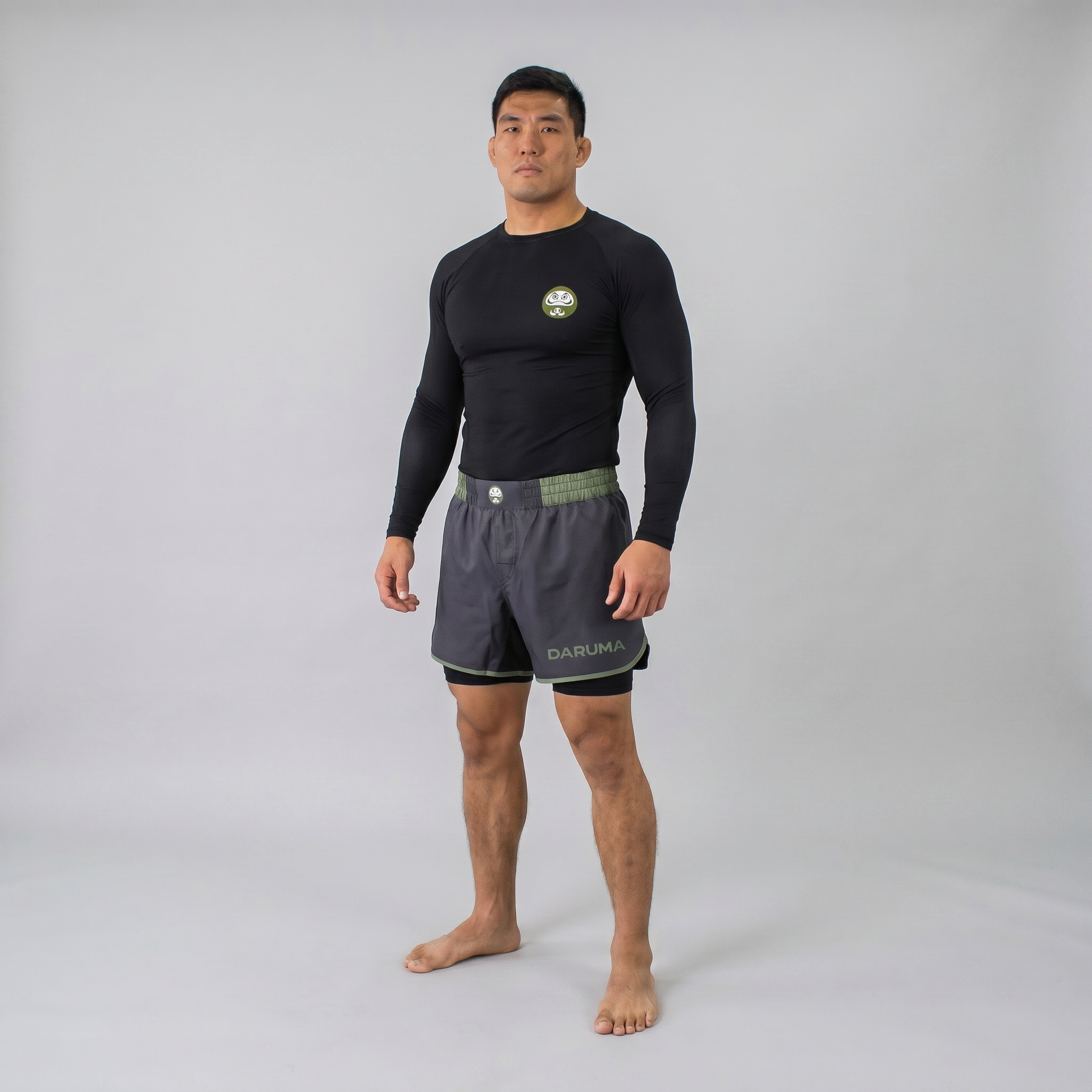 Daruma Bamboo Rashguard — Green · Long Sleeve