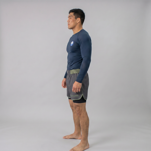 Daruma Bamboo Rashguard — Blue · Long Sleeve