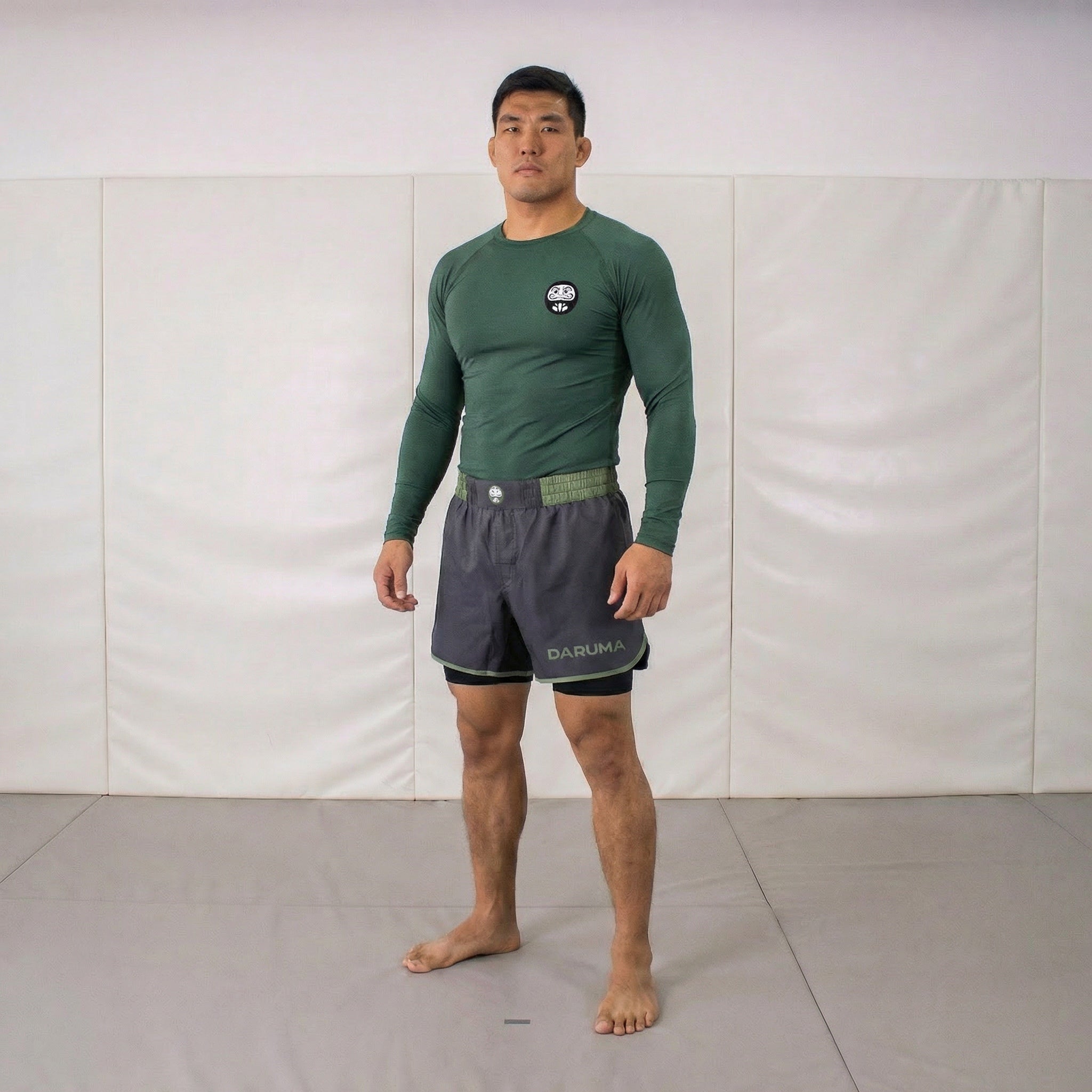 Daruma Bamboo Rashguard — Green · Long Sleeve