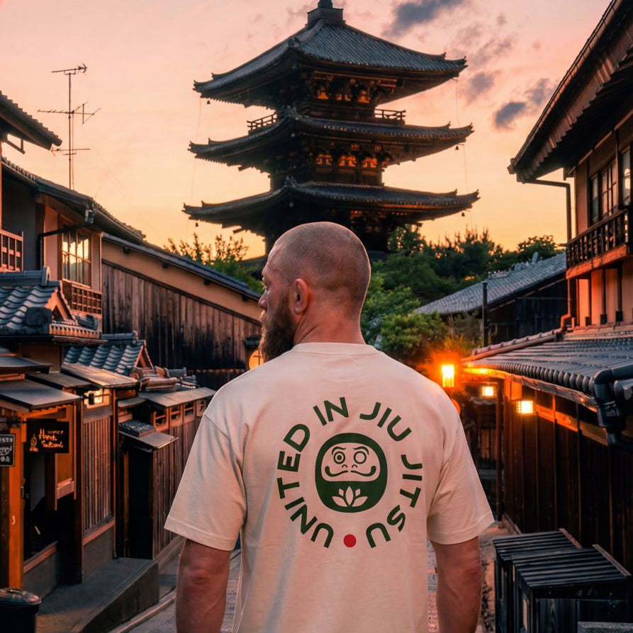Daruma United in BJJ Tee — Natural White
