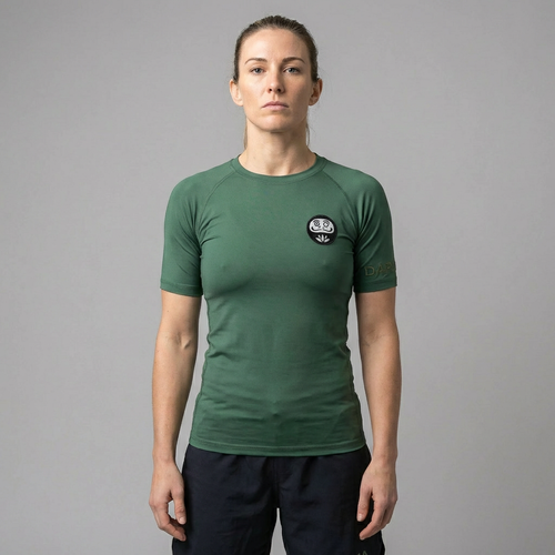 Daruma Bamboo Rashguard — Green · Short Sleeve